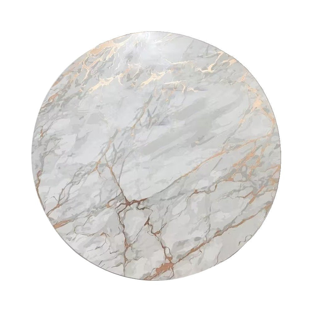 15" X 15" Gold Ivory And Gray Abstract Agglomerated cork Round Placemats. Dining linen isolated on a plain white background, in a ivory linen finish.