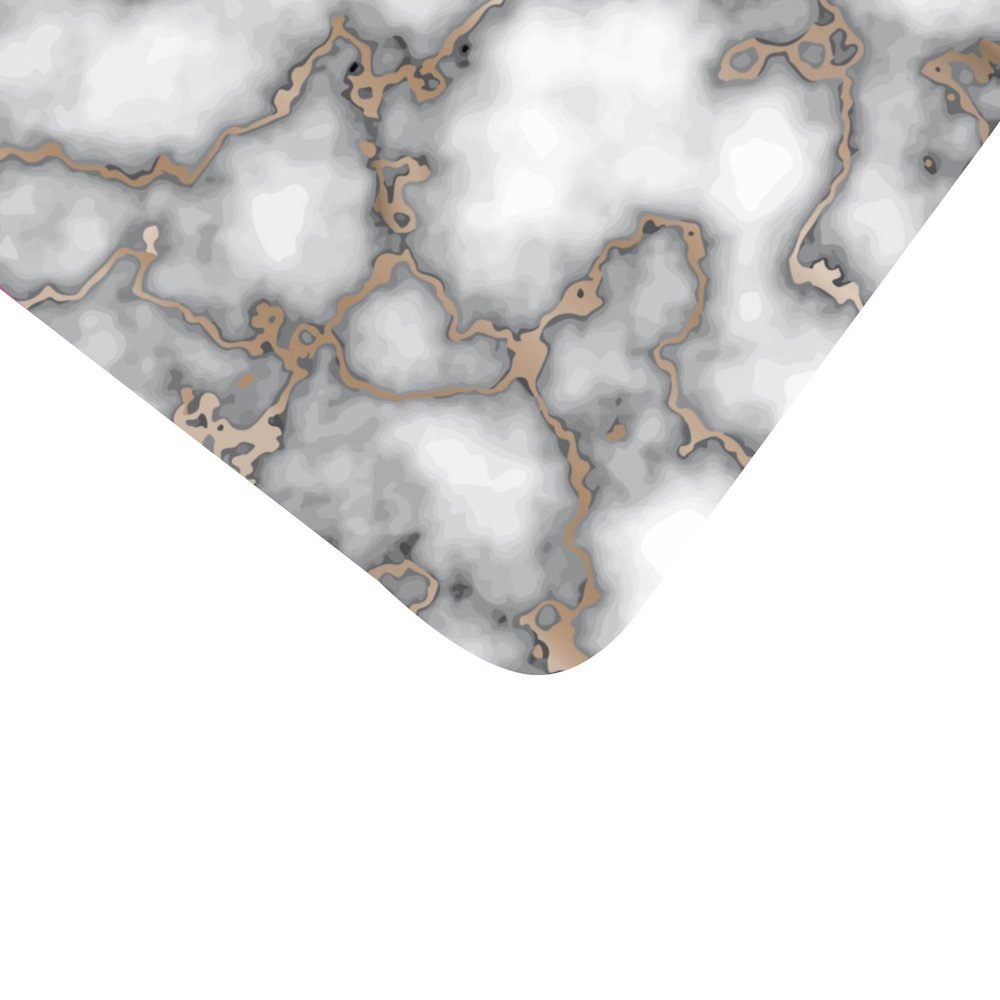 12" X 18" Gray And Gold Abstract Agglomerated cork Placemats. Dining linen isolated on a plain white background, showing a gray linen surface.