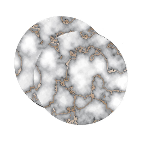 15" Set of Two Gold And Gray Abstract Round Placemats