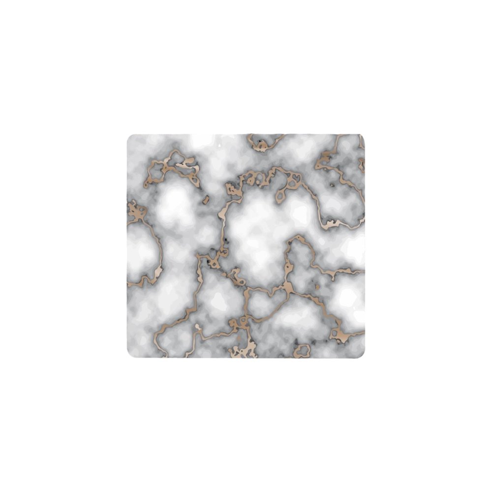 15" X 15" Gray And Gold Abstract Agglomerated cork Square Placemats. Dining linen isolated on a plain white background, in a gray linen finish.