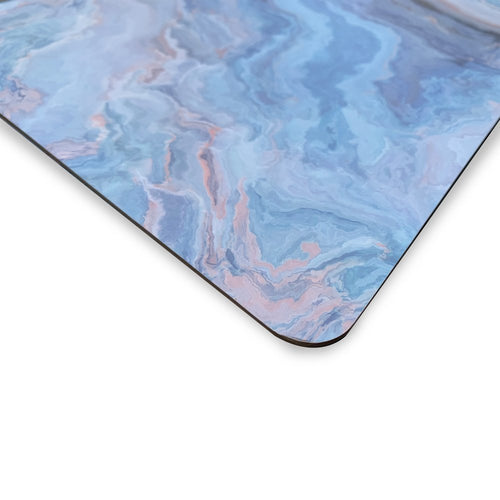 18" Set of Two Blue Abstract Faux Marble Cork Placemats