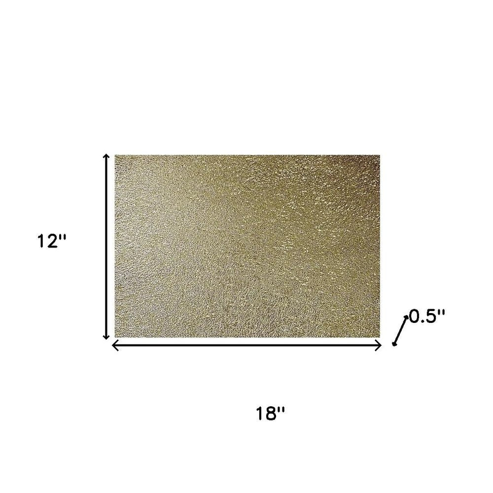 18" Set of Four Gold Vinyl Placemats. Dining linen isolated on a plain white background, finished in gold linen.