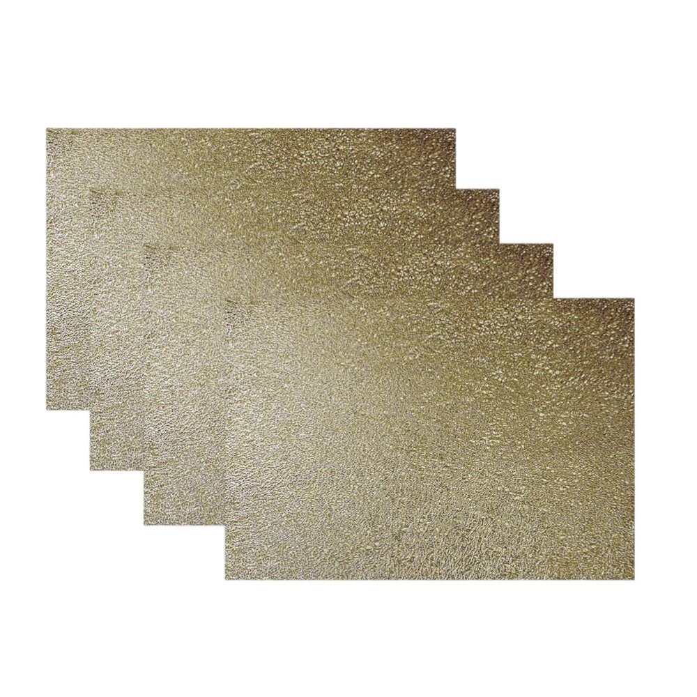 18" Set of Four Gold Vinyl Placemats. Dining linen isolated on a plain white background, showing a gold linen surface.