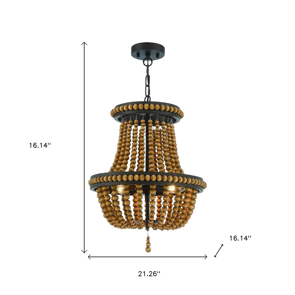 Brown And Black Candle Style Three Light Metal Dimmable Chandelier on a white background