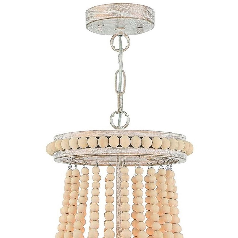 Natural And White Candle Style Three Light Metal Dimmable Chandelier