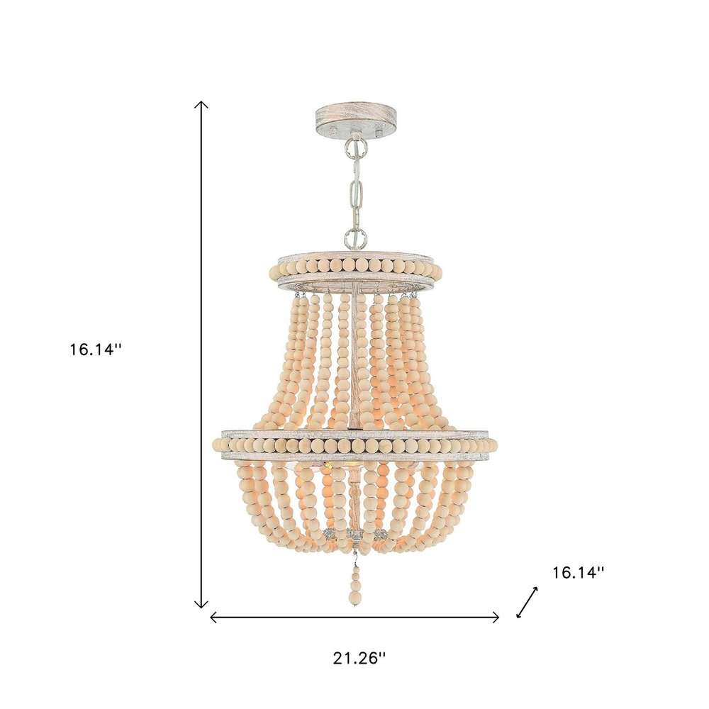 Natural And White Candle Style Three Light Metal Dimmable Chandelier