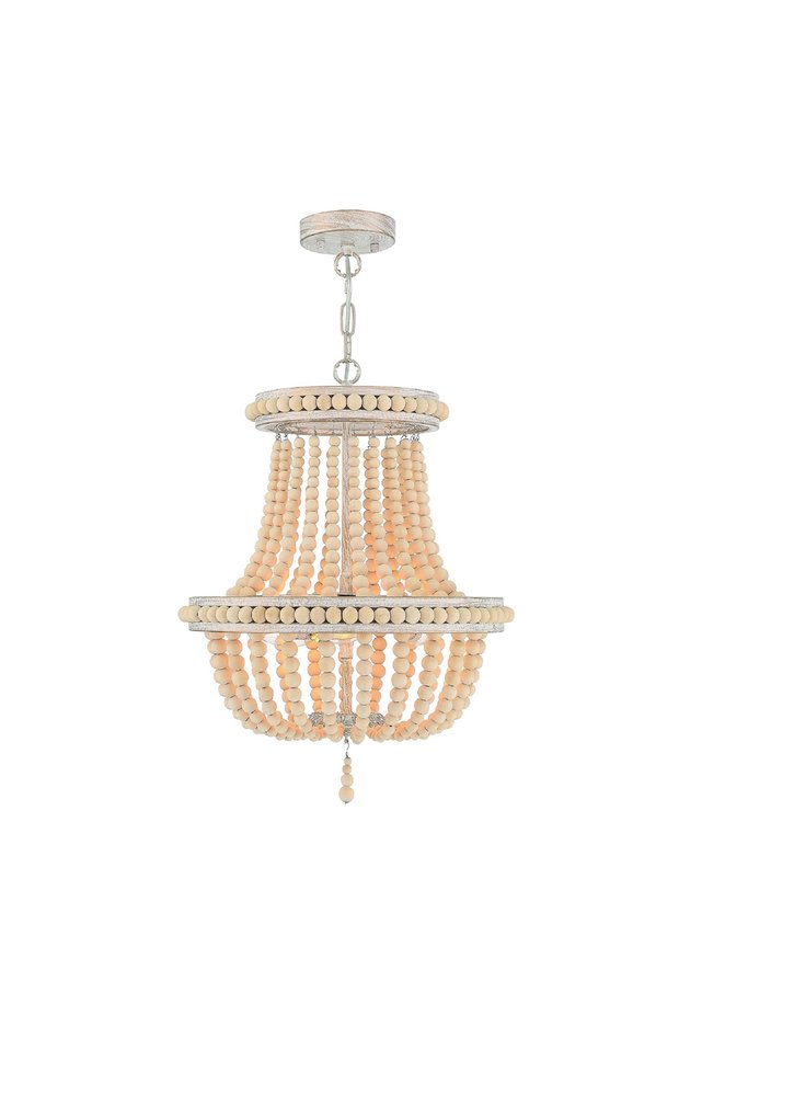 Natural And White Candle Style Three Light Metal Dimmable Chandelier