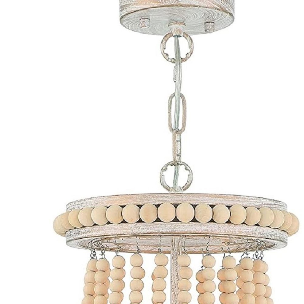 Natural And White Candle Style Three Light Metal Dimmable Chandelier