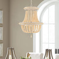 Natural And White Candle Style Three Light Metal Dimmable Chandelier