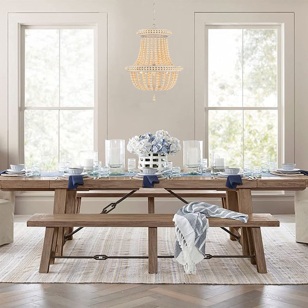 Natural And White Candle Style Three Light Metal Dimmable Chandelier