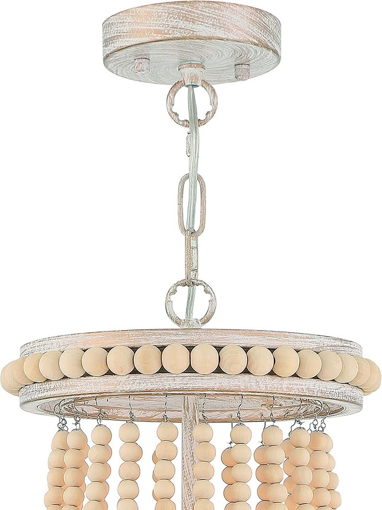 Natural And White Candle Style Three Light Metal Dimmable Chandelier