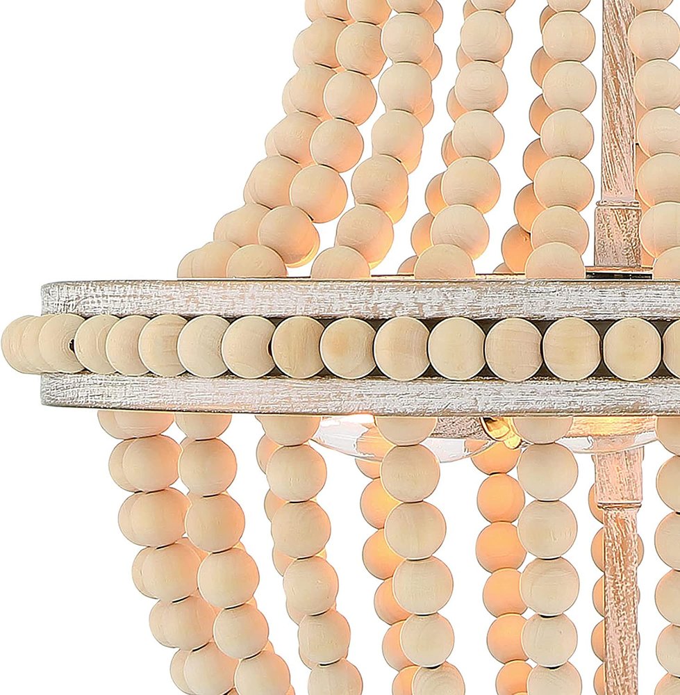 Natural And White Candle Style Three Light Metal Dimmable Chandelier