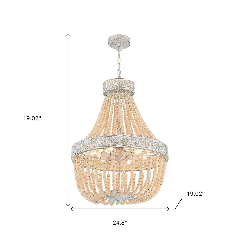 Gold And White Candle Style Six Light Metal Dimmable Chandelier
