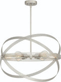 Silver Kitchen Island Six Light Metal Dimmable Chandelier on a white background