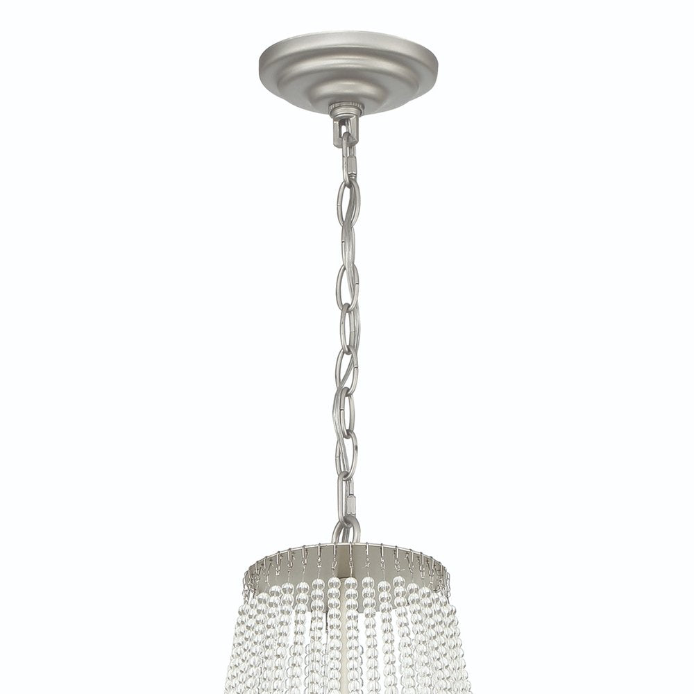 Silver Candle Style Six Light Metal Dimmable Chandelier