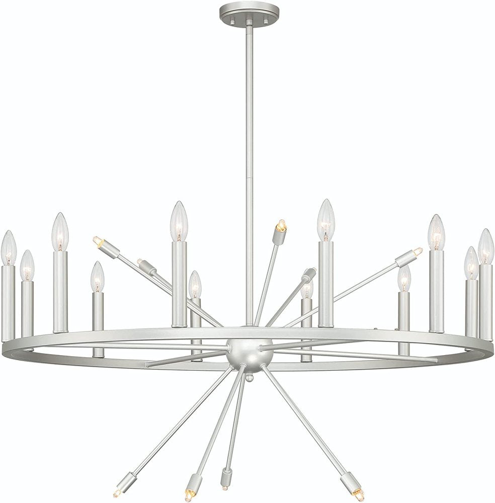 Silver Candle Style Multi Light Metal Dimmable Chandelier