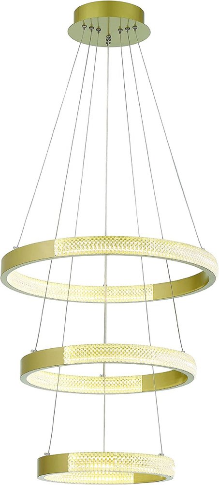 Gold Candle Style Three Light Metal LED Dimmable Chandelier