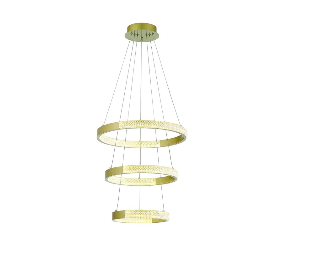 Gold Candle Style Three Light Metal LED Dimmable Chandelier