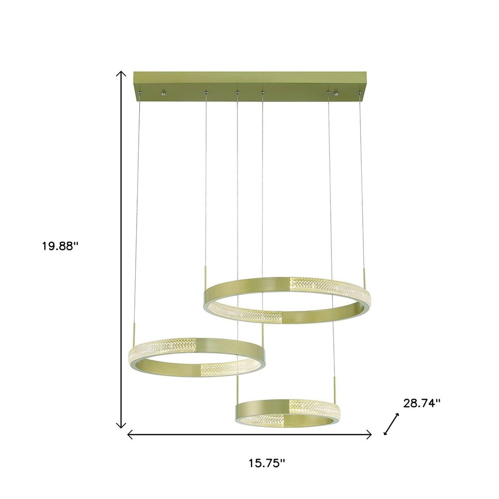 Gold Candle Style Three Light Metal LED Dimmable Chandelier