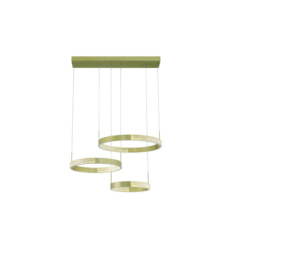 Gold Candle Style Three Light Metal LED Dimmable Chandelier
