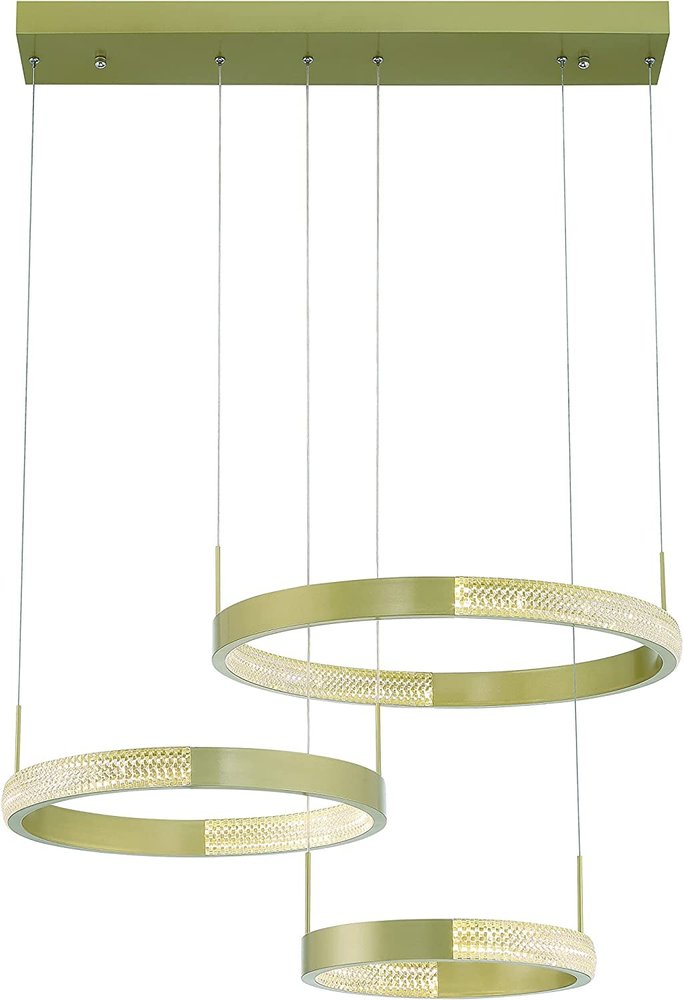 Gold Candle Style Three Light Metal LED Dimmable Chandelier