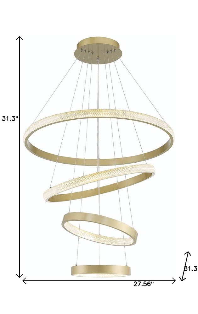 Gold Candle Style Four Light Metal LED Dimmable Chandelier