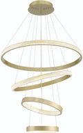 Gold Candle Style Four Light Metal LED Dimmable Chandelier
