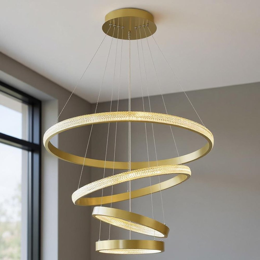Gold Candle Style Four Light Metal LED Dimmable Chandelier