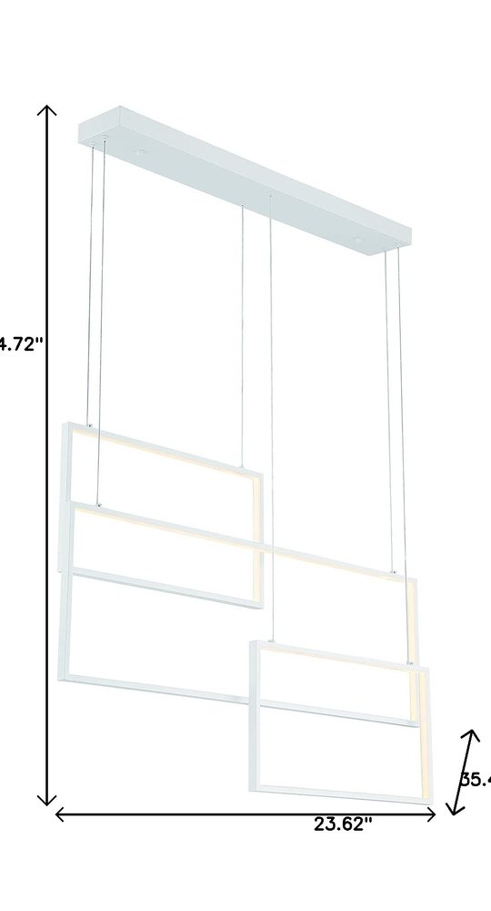 White Candle Style Three Light Metal LED Dimmable Chandelier on a white background