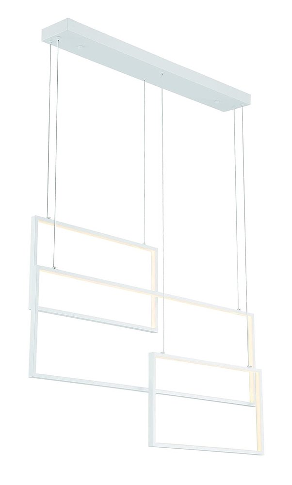 White Candle Style Three Light Metal LED Dimmable Chandelier on a white background