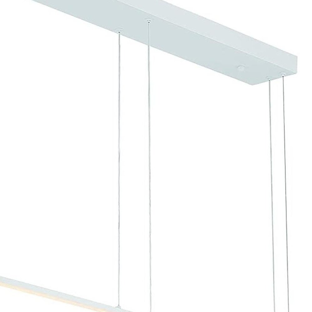 White Candle Style Three Light Metal LED Dimmable Chandelier on a white background
