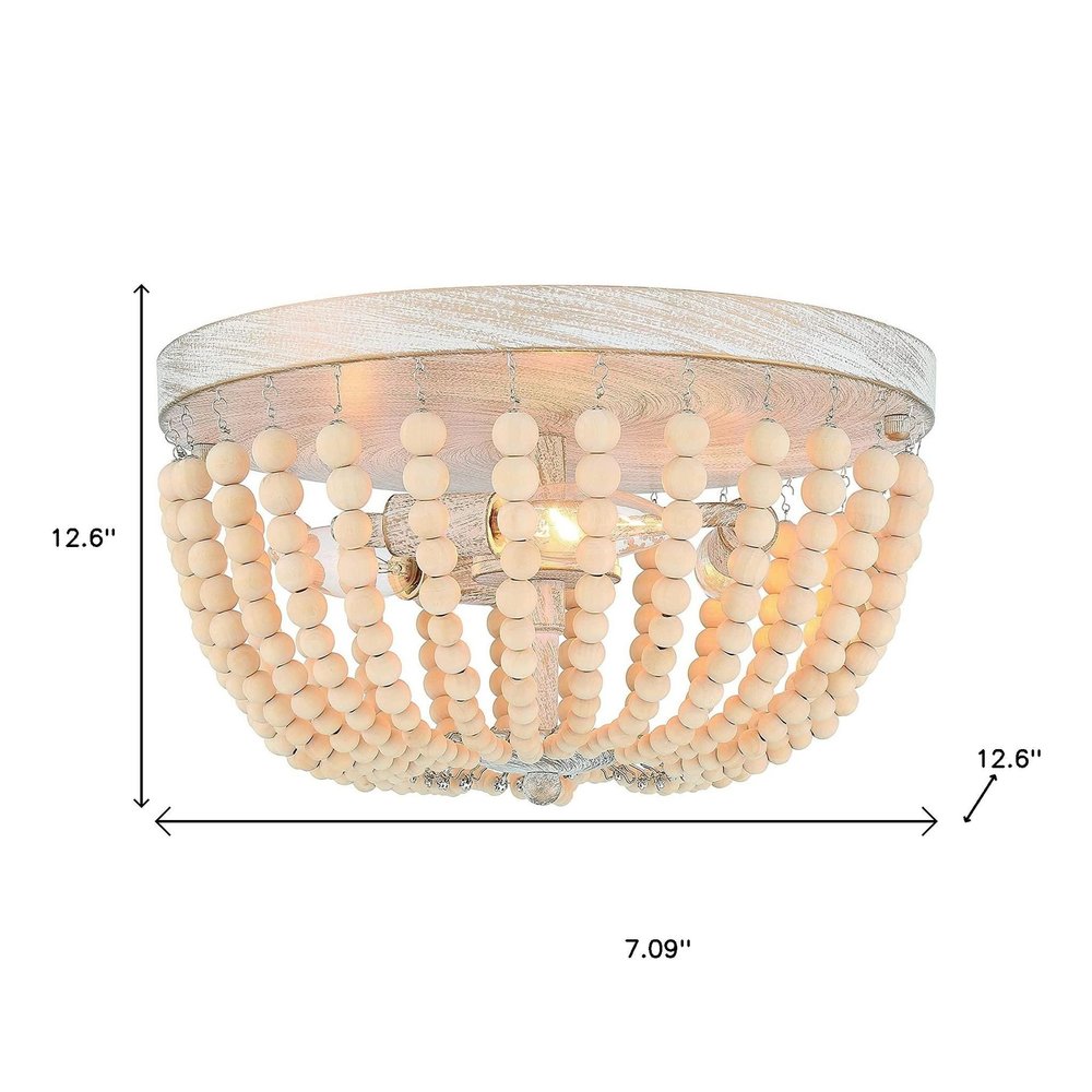 Gold And White Unique Statement Three Light Metal Dimmable Flush Chandelier