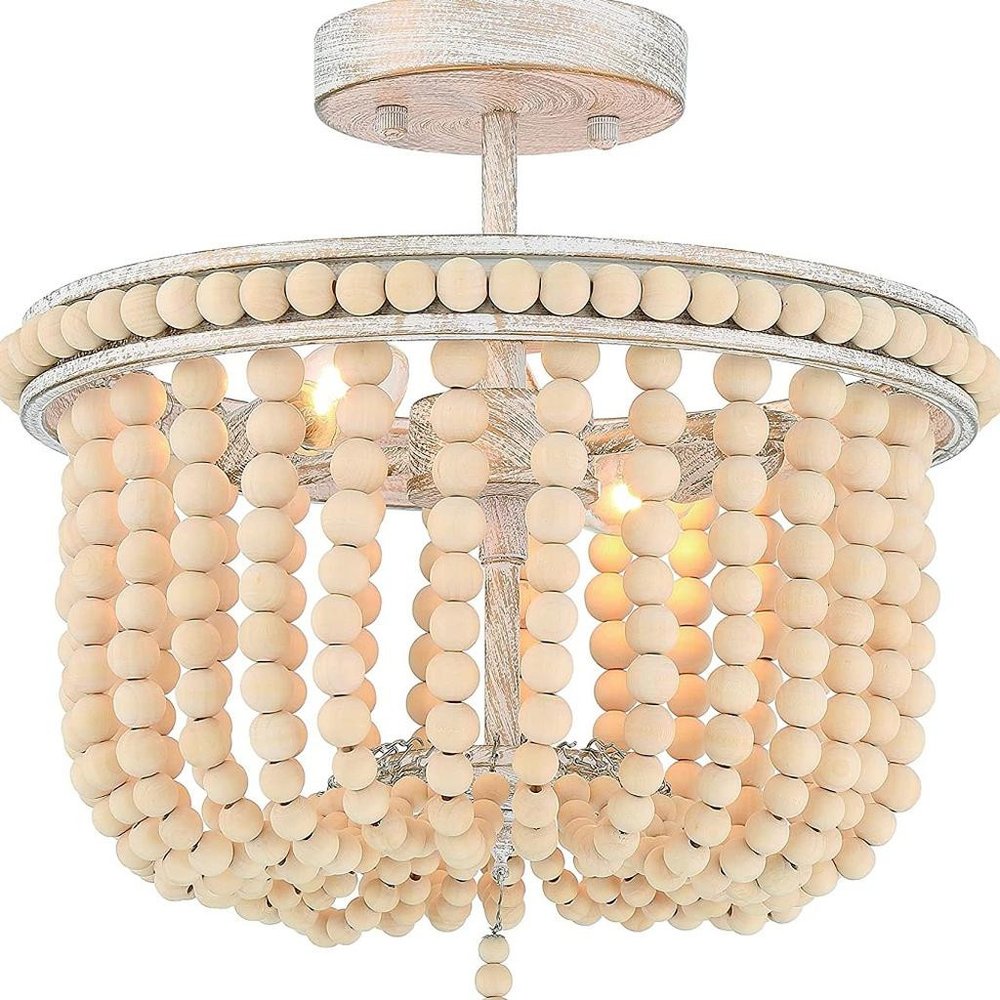 Gold And White Unique Statement Two Light Metal Dimmable Flush Chandelier