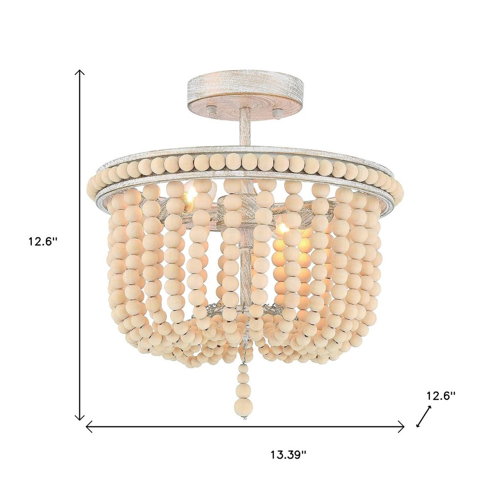 Gold And White Unique Statement Two Light Metal Dimmable Flush Chandelier