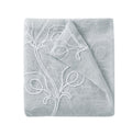 72" Gray Floral Faux Linen Shower Curtain With Embroidery on a white background