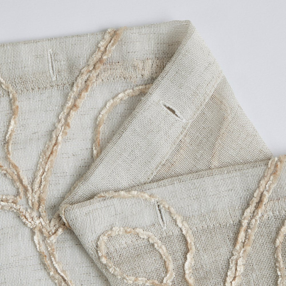 72" Ivory And Beige Embroidered Floral Shower Curtain on a white background