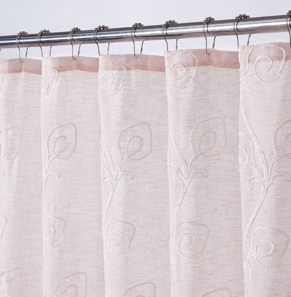 72" Blush And Ivory Embroidered Floral Shower Curtain