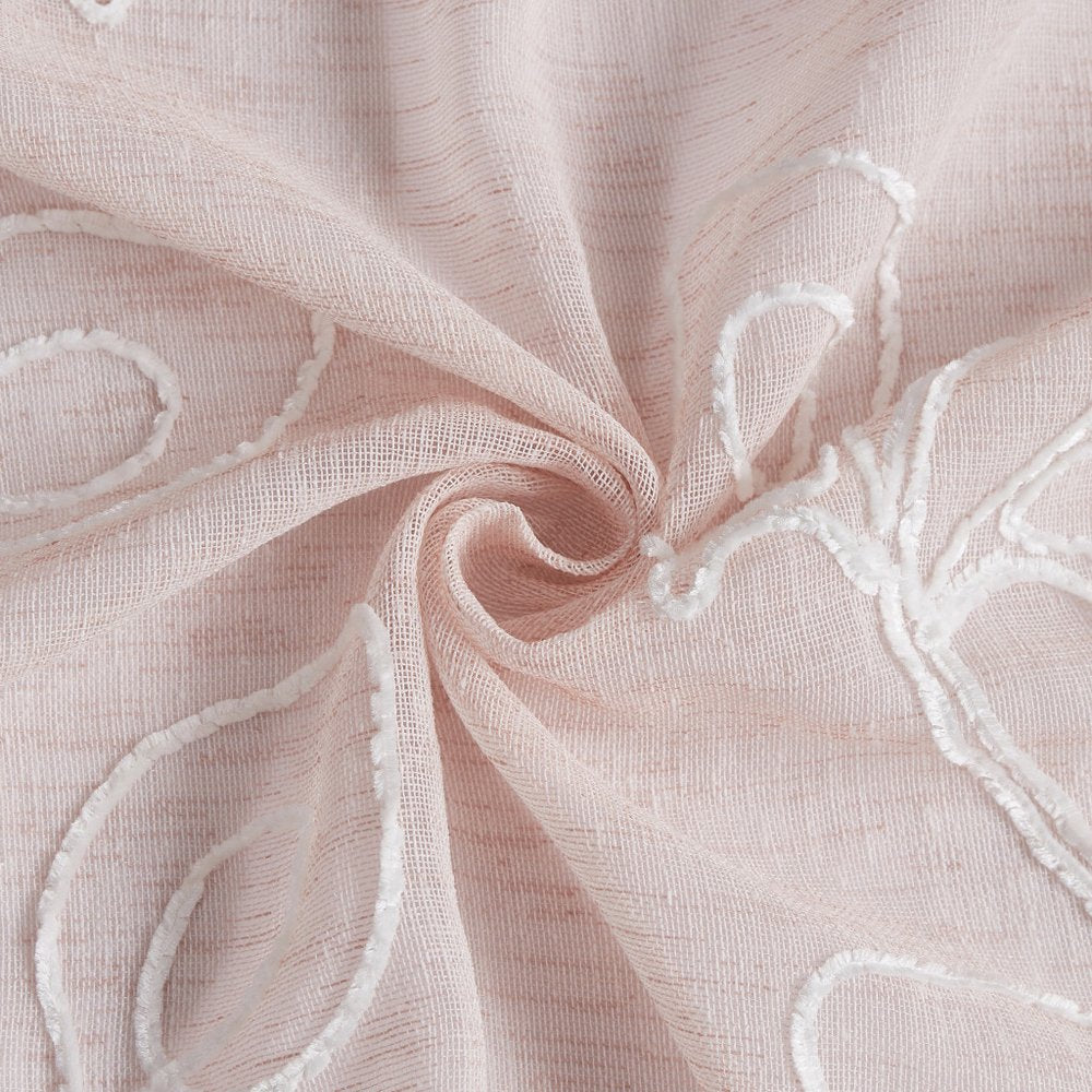 72" Blush And Ivory Embroidered Floral Shower Curtain