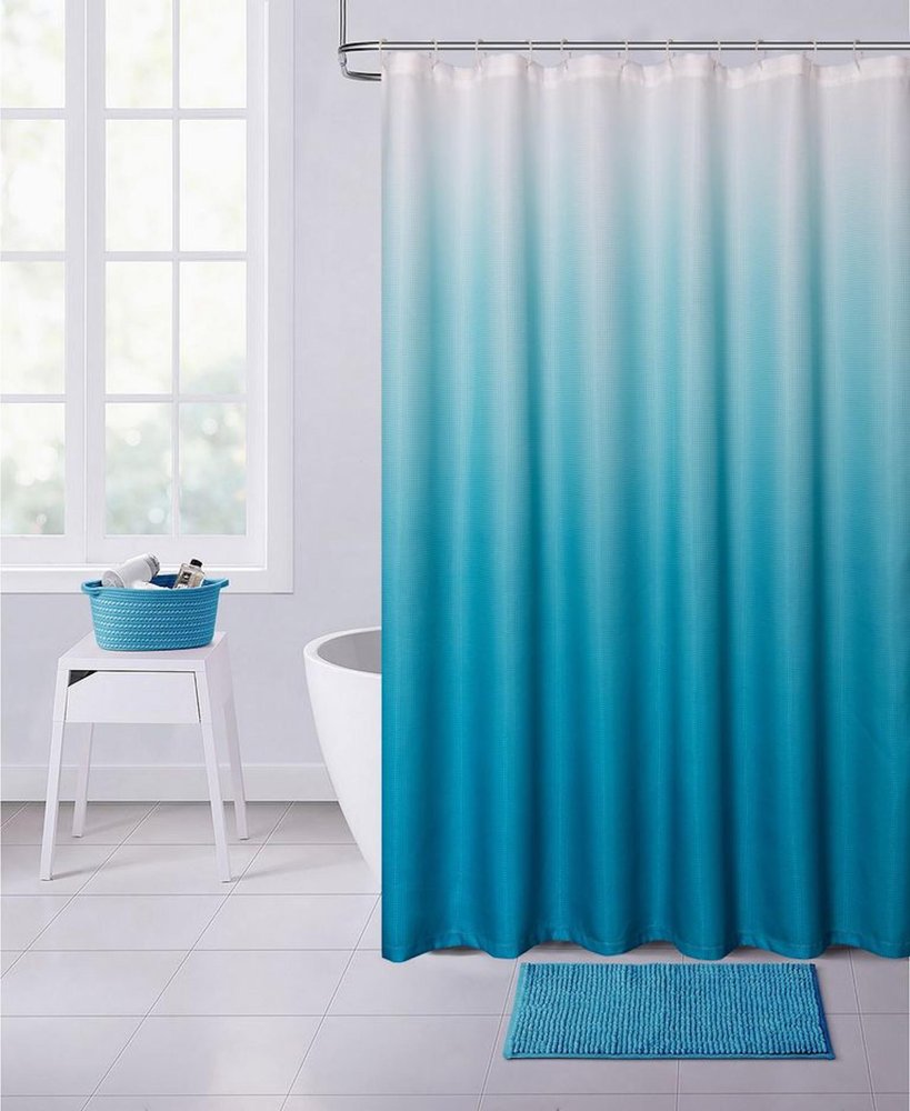 72" Blue And White Ombre Shower Curtain