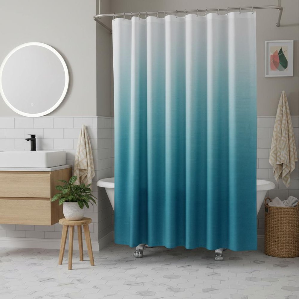 72" Blue And White Ombre Shower Curtain
