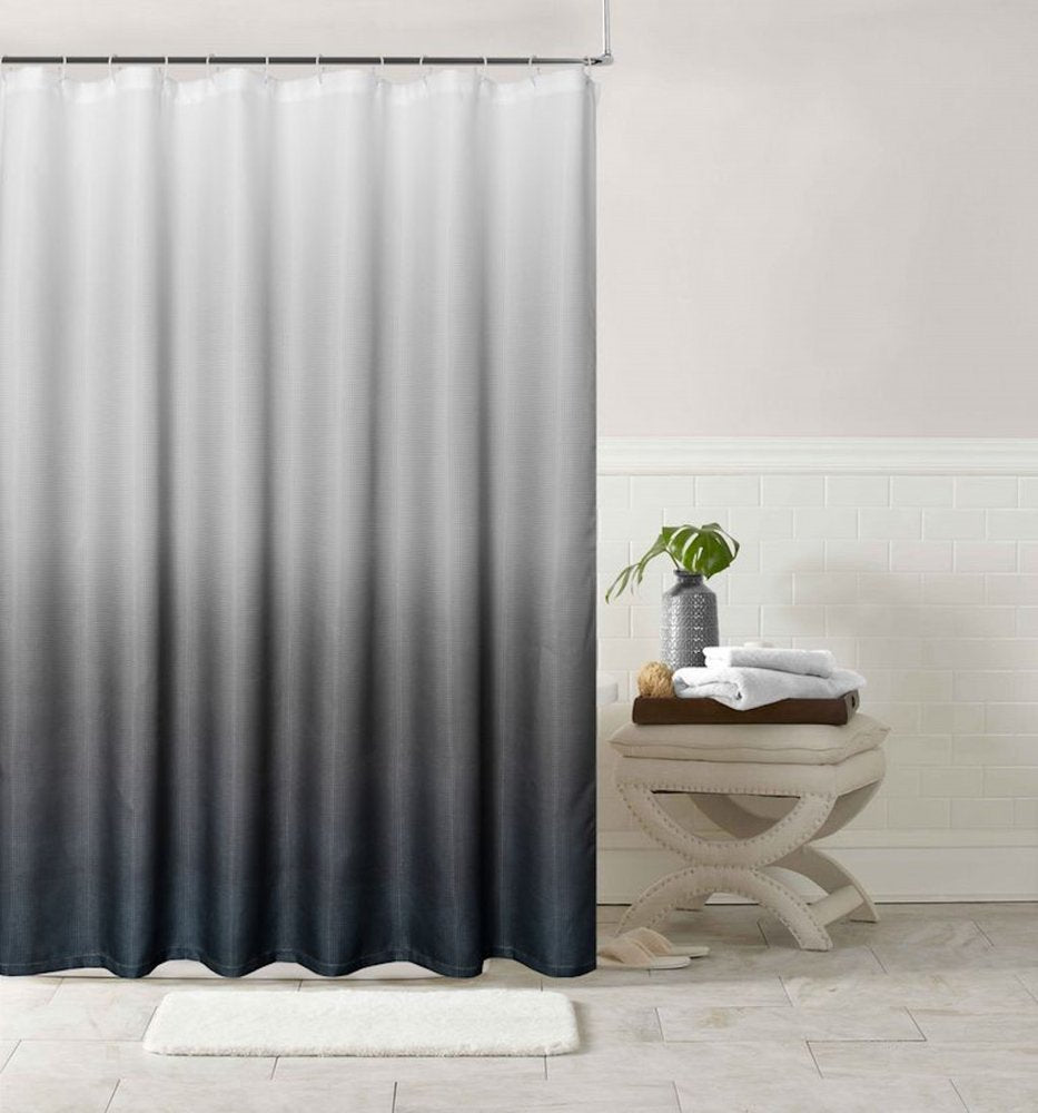 72" White And Black Ombre Shower Curtain
