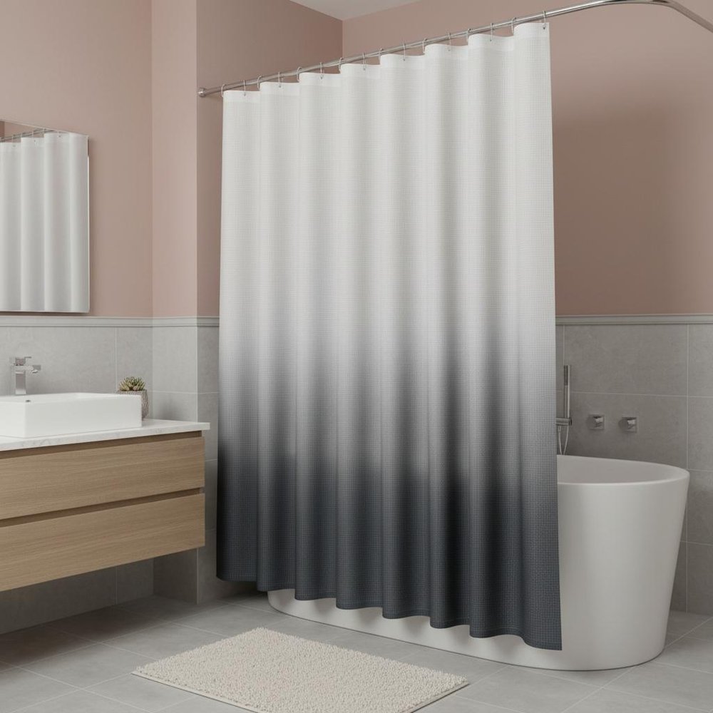 72" White And Black Ombre Shower Curtain close-up detail