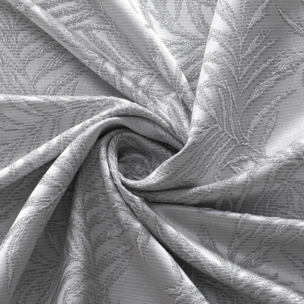 72" Off White And Silver Embroidered Floral Shower Curtain
