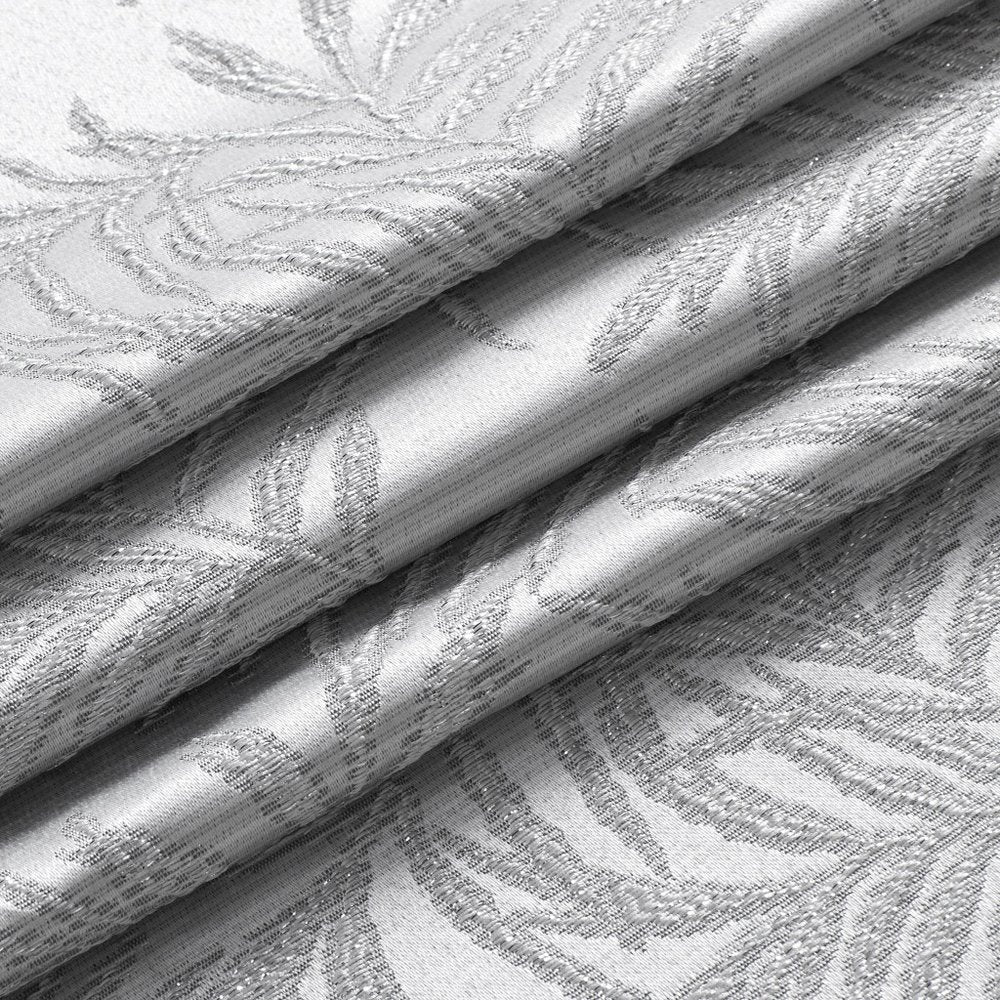 72" Off White And Silver Embroidered Floral Shower Curtain