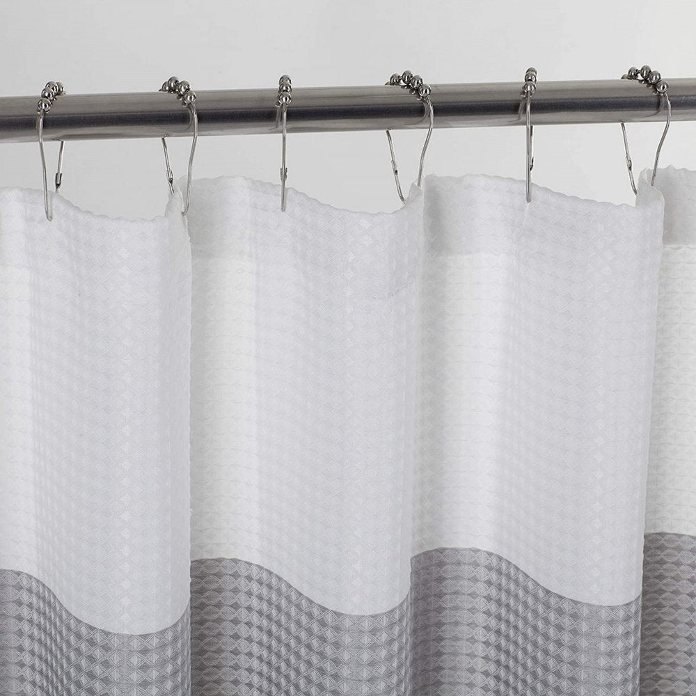 72" White And Gray Striped Shower Curtain