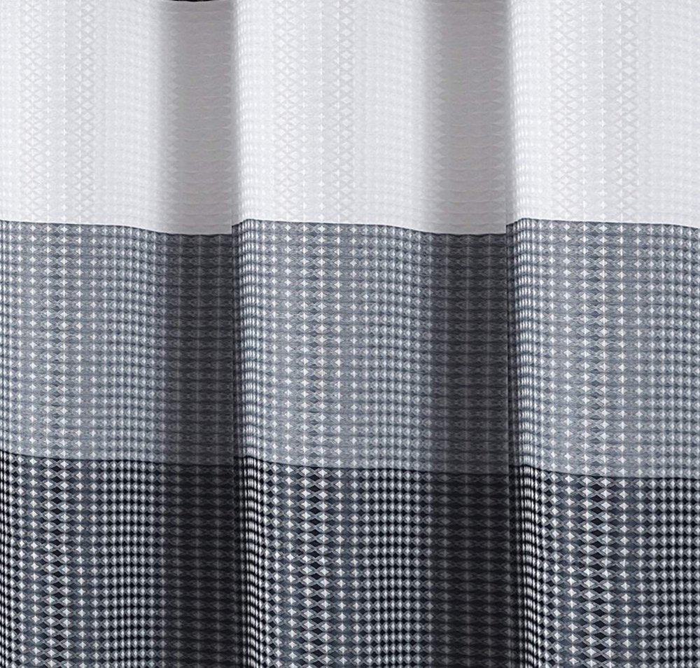 72" White And Blue Striped Shower Curtain