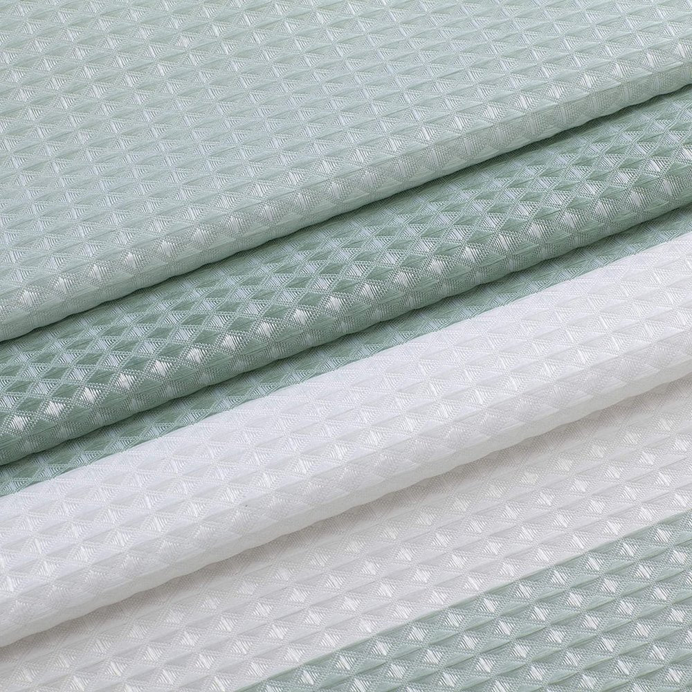 72" White And Green Striped Shower Curtain