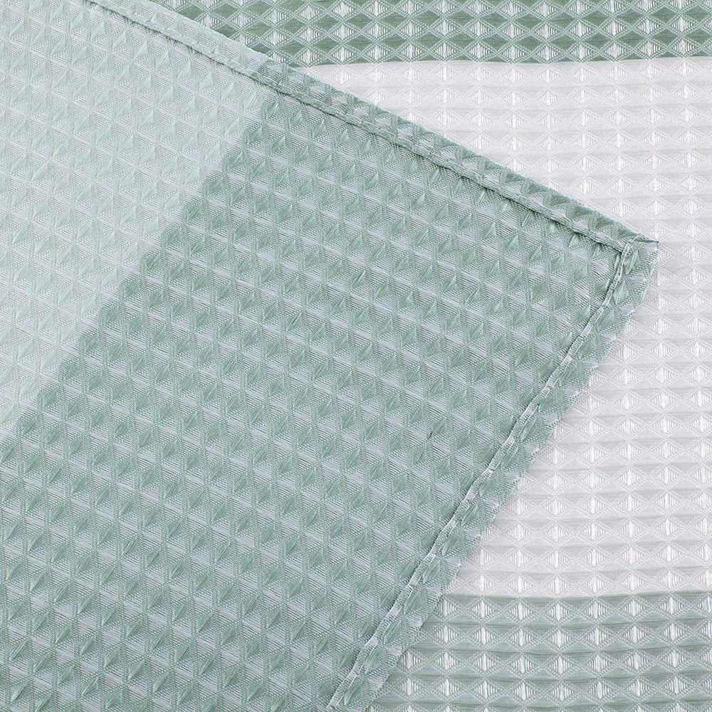 72" White And Green Striped Shower Curtain