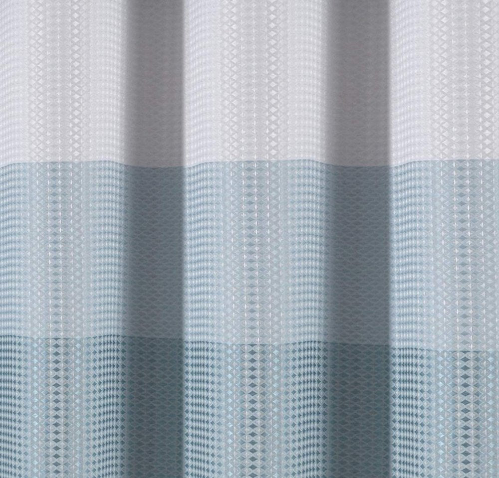 72" White And Blue Striped Shower Curtain