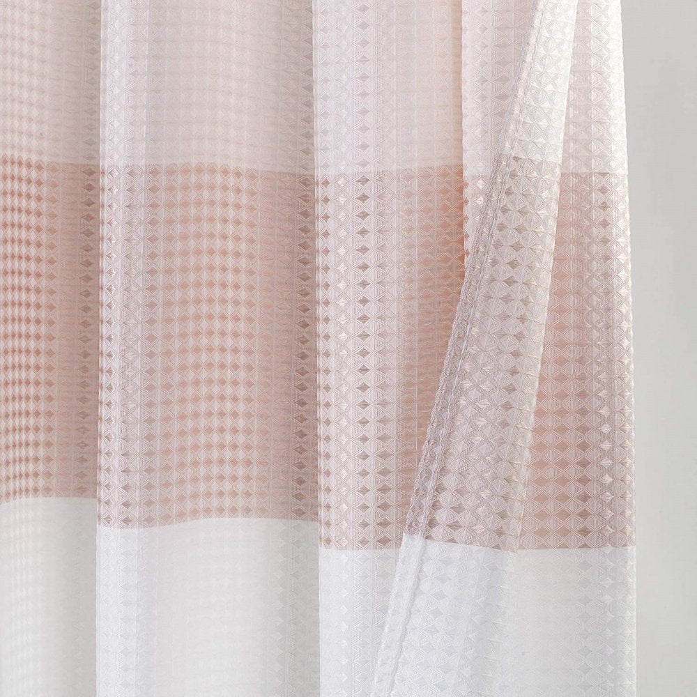 72" White And Pink Striped Shower Curtain